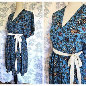 Sz S to M Kimono Sleeve Wrap Dress Blue NEW